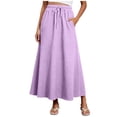thumbnail image 2 of Juesizh Maxi Skirt for Women Drawstring Elastic Waist Skirt Summer Loose Solid Color Pocket Flowy Skirt, S-2XL, 2 of 7