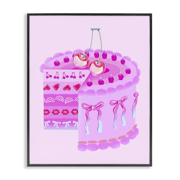 Stupell Industries Eclectic Pastel Cherry Layered Cake Black Framed Giclee Art, 11 x 14, by Ziwei Li
