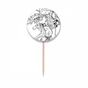 Masterpiece Romance Kingdoms Drawing Toothpick Flags Round Labels Party Decoration