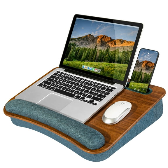 LapGear Portable Laptop Lap Desk, Fits up to 15.6" Laptop, Espresso Woodgrain