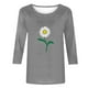 thumbnail image 4 of Camisetas Casuales de las Mujeres de Moda Impresa 3/4 Mangas Blusa Cuello Redondo para el Hogar Y Diario, 4 of 4