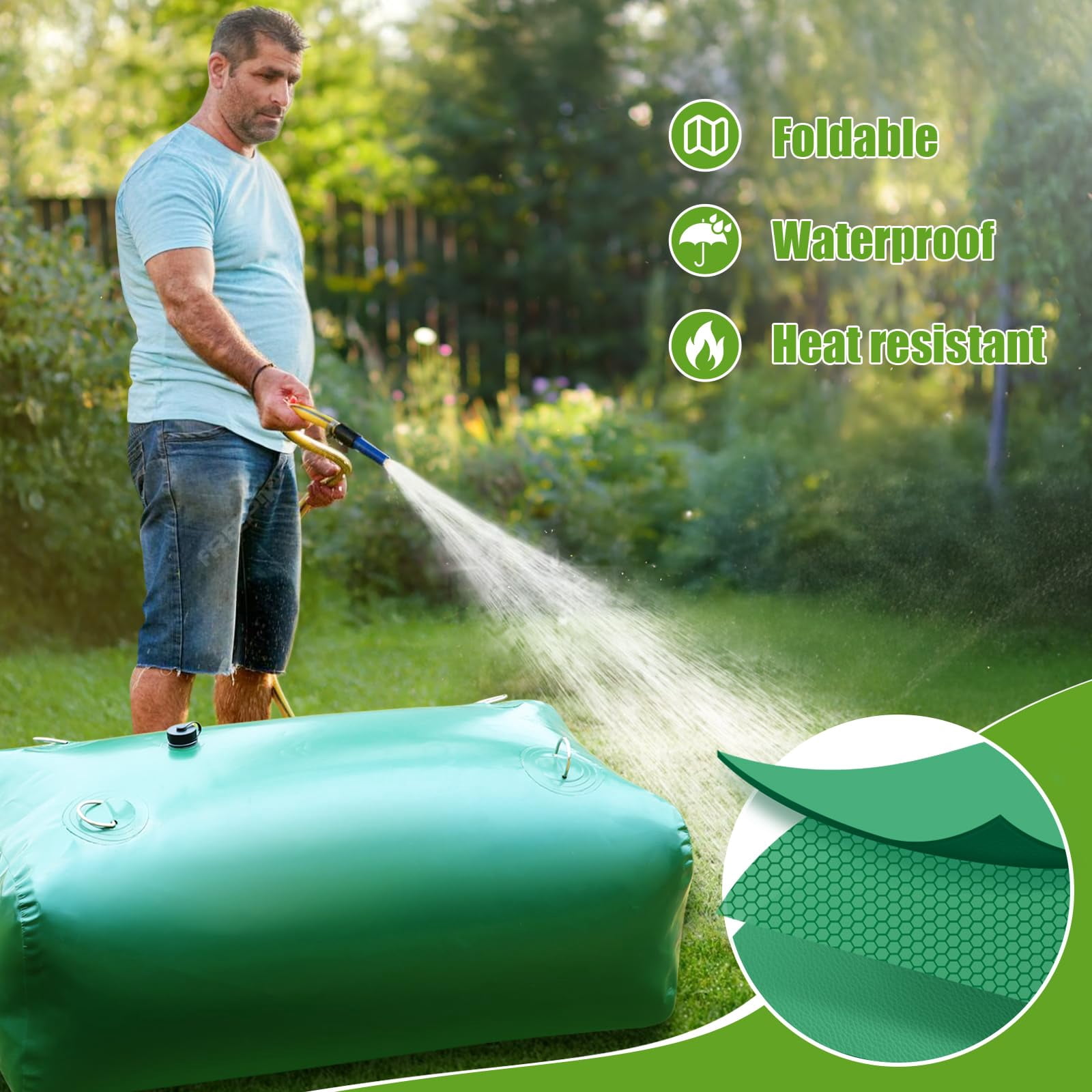 113L/30 Gallon Water Storage Bladder, Foldable Water Bladder Tank, Portable Water Storage Container for Camping, Truck, RV, Emergency, Outdoor, Garden