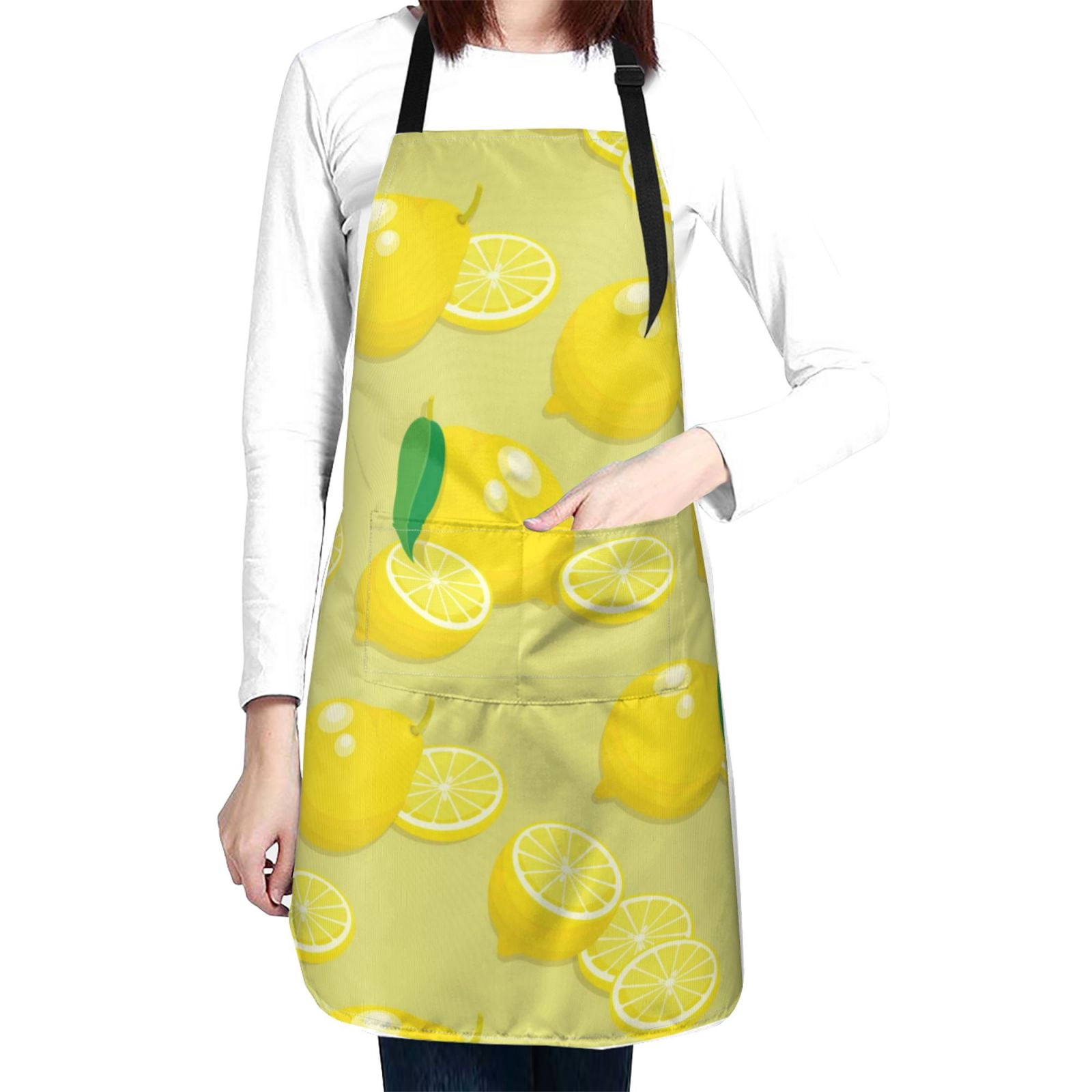 Kdxio Bright Lemons Apron with Pockets Adjustable Kitchen Aprons for Men Women Waterproof Aprons for Cooking,Drawing,Crafting, Baking Household Cleaning