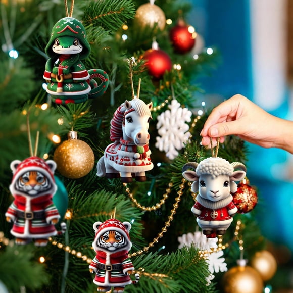 Bowayaoa 2D Christmas Decorations, Acrylic Hanging Ornaments for Tree, Holiday Gift Decor, Glamorize Home Wall Decor, Multicolor Pendant for Festive Ambiance