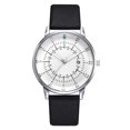 thumbnail image 1 of Reloj de cuarzo con calendario para hombre con correa de cuero PU y esfera redonda de negocios a la moda (negro + plateado + blanco), 1 of 3