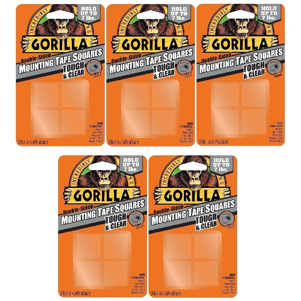 Gorilla 6067201 Mounting Tape Squares, Tough & Clear (5 Pack) Walmart