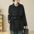 thumbnail image 4 of EGNMCR Women's Water Trench Coat Mid Long Double Breasted Coat Jacket Outwear Fall Winter, 4 of 9