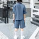 thumbnail image 4 of Odeerbi Niños Vestido Formal Traje Manga Corta Muesca Solapa Blazer Chaqueta + Traje Pantalones Cortos Trajes de Verano Conjunto, 4 of 8