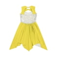 thumbnail image 4 of YEAHDOR Girls Overlay Liturgical Praise Dance Dress Contrast Color Asymmetrical Hem Contemporary Dance Costume Yellow-A 6, 4 of 5