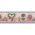 thumbnail image 2 of Fleurs en Pots Cosmétiques Lotions Papier Peint Salle de Bain Border Design Rétro, Rouleau 15' x 8'', 2 of 3