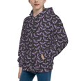 thumbnail image 2 of Xecao Bat Purple Pattern Zip Up Hoodies for Boys Girls, Sweatshirt with Pockets-Medium, 2 of 6