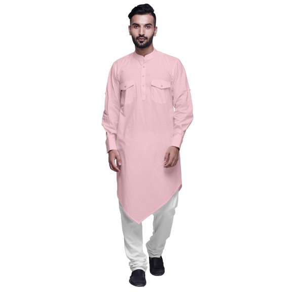 Atasi Indian Cotton Summer Kurta Mandarin Collar Long Kurta For Men