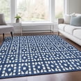 thumbnail image 6 of HomeRoots 676280 5 x 8 ft. Navy Blue & Ivory Geometric Transitional Washable Machine Made Rectangle Area Rug with UV Protection, 6 of 9