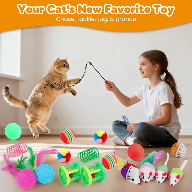Jewyow 22-Piece Cat Toy Assortment with Tunnel and Wand photo 5