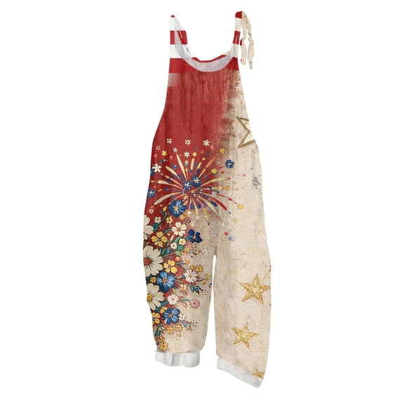 1776-2026 Overalls Women American Flag Crew Neck Casual Jumpsuits 4th Of July 250th Anniversary Classic Vintage Rompers3XL