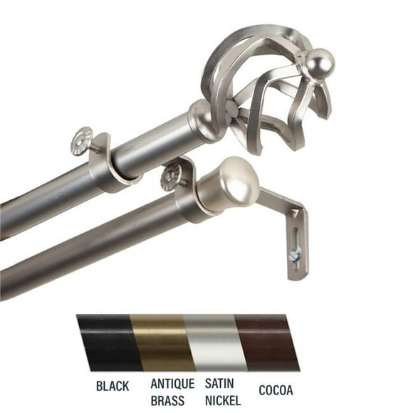 Central Design 4742-485 Giro 0.81 in. Double Curtain Rod, 48-84 in. - Satin Nickel