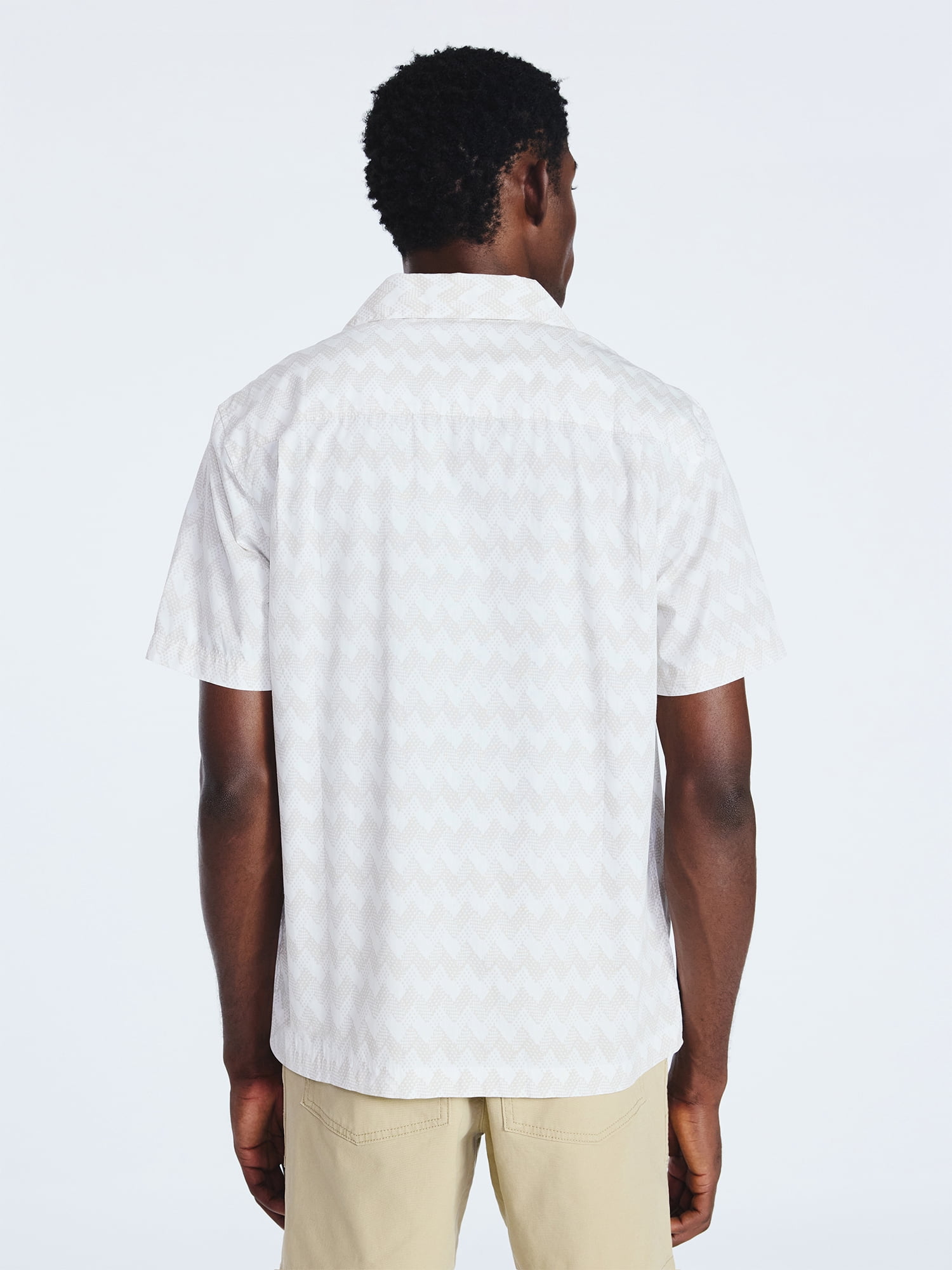 Free Assembly Men's Cotton Poplin Camp Shirt with Short Sleeves, Sizes S-3XL