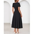 thumbnail image 3 of Merokeety Womens Summer Dresses Crewneck A Line Pleated Flowy Midi Dress With Pockets Black m, 3 of 5