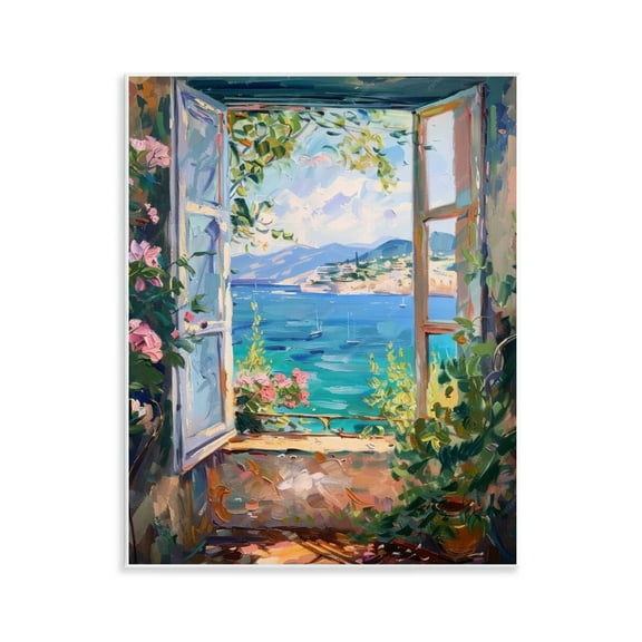 Stupell Industries Window Sea View Landscape & Nature Painting Unframed Art Print Wall Art, 11 x 14