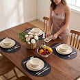 thumbnail image 6 of Vaukki Oval Vinyl Placemats Set of 6, Waterproof Faux Leather Table Mats, Heat Resistant Non Slip Wipeable for Dining Table, Black, 6 of 12