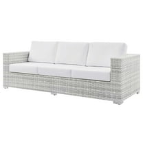 Lounge Sofa, White, Stainless Metal, Outdoor Patio Balcony Cafe Bistro Garden Hospitality Restaurant, Modern Contemporary HB33327