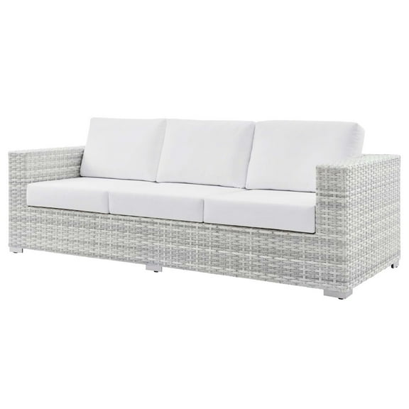 Lounge Sofa, White, Stainless Metal, Outdoor Patio Balcony Cafe Bistro Garden Hospitality Restaurant, Modern Contemporary HB33327