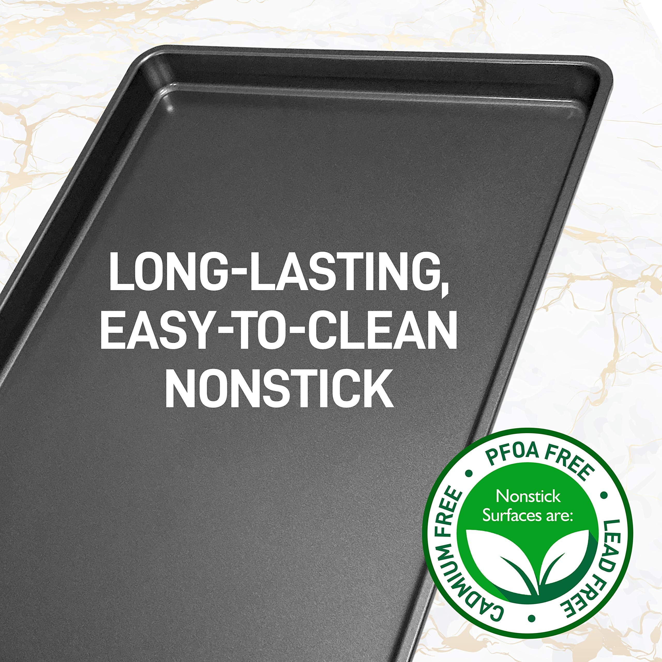 NutriChef 2-Piece XL Mega Cookie Sheet Baking Pans Set - 22" x 16" Nonstick Carbon Steel Oven Tray, Dishwasher Safe, Stackable Bakeware - Perfect for Cookies and Sheet Meals, 4 PACK, 8 Pans