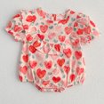 thumbnail image 1 of Ropa de verano para niñas, monos con estampado de corazón de manga corta para bebés, mono de una pieza a la moda para recién nacidos de 100 días de 0 a 2 años, 1 of 6
