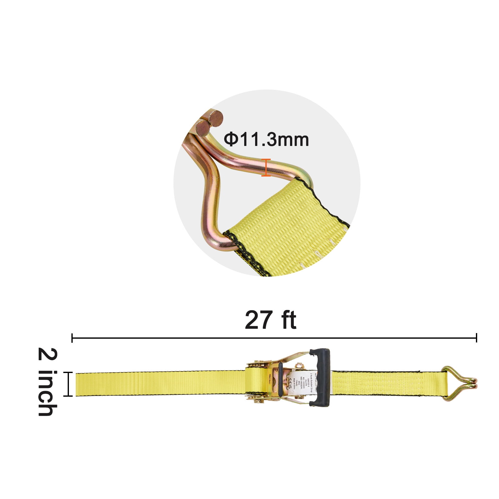VEVOR 4 Pack Ratchet Tie Down Straps 10000 lbs 2" x 27' Heavy Duty Double J Hook