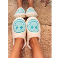 thumbnail image 2 of PacificPlex Womens Preppy Smile Slippers Retro Plush Slip-on Happy Face (7-7.5, Blue-Lightning-Bolt), 2 of 6