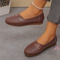 thumbnail image 5 of Hurxie Women's Classic Loafers Lightweight Non-Slip Hand-Stitched Nurse Shoes Comfortable Soft Sole Slip-On Leather Flats Brown 6, 5 of 8
