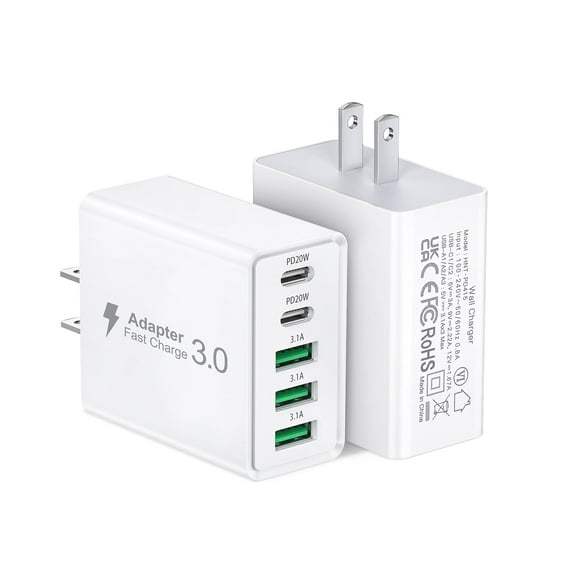 TAOHAI 50W 2-Pack USB C Wall Charger Compatible USB 3 and USB C Plug in Wall Charger with iPhone, iPad, Samsung Galaxy