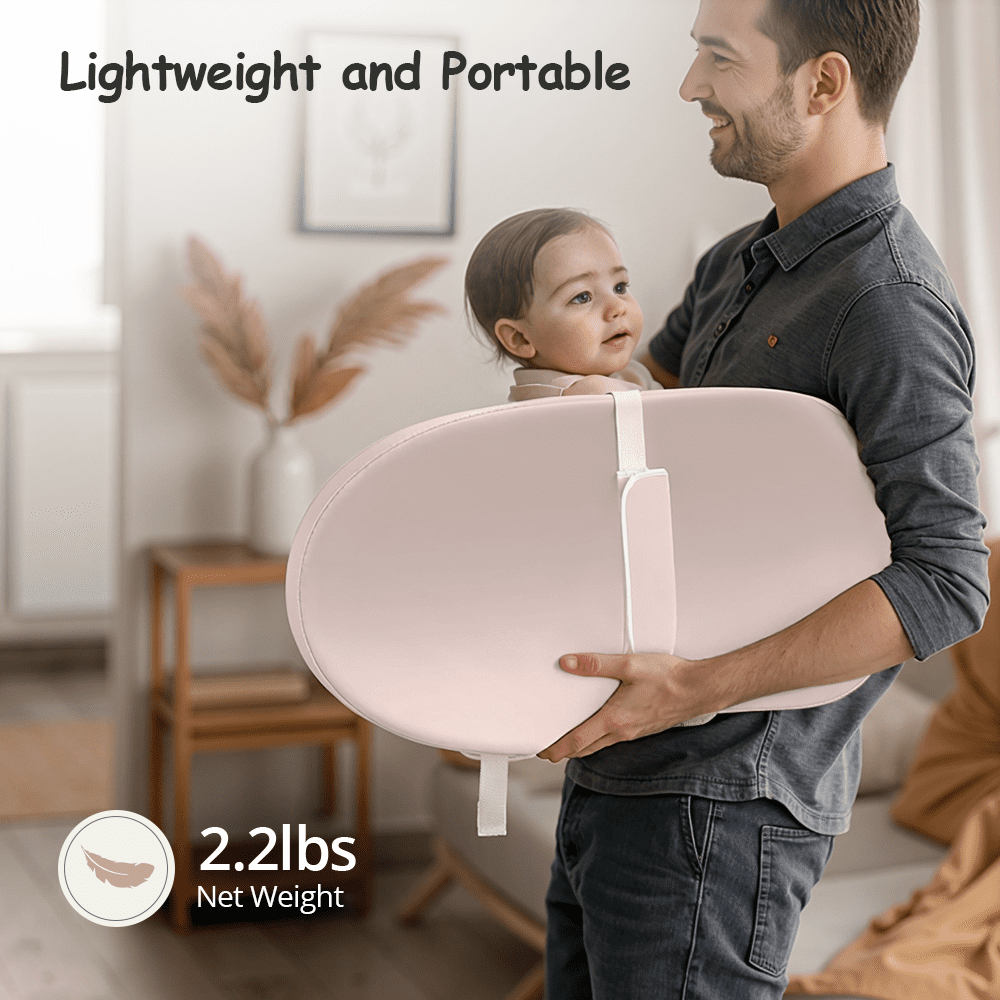 Baby Changing Pad, Caveen Wipeable Baby Changing Station for Diaper Change and Dresser, with Waterproof PU Cover and Non-Slip Bottom, Portable,Pink