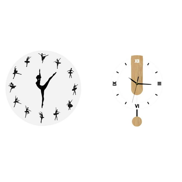 Reloj de pared,Reloj de pared con bailarina,reloj decorativo colgante.,Reloj de pared,Reloj de pared decorativo para baño y dormitorio.,Reloj de pared redondo silencioso y sin tictac,regalo