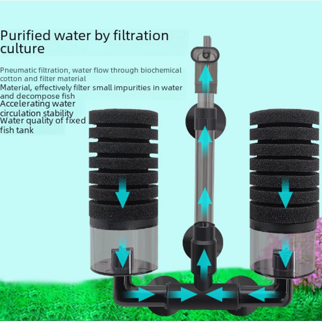 Filtro de agua para pecera, tres en uno, pequeño filtro de elevación a gas inverso, filtro neumático