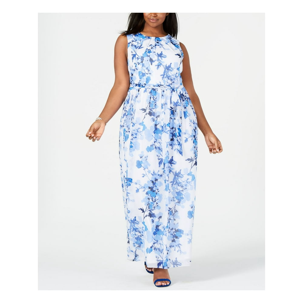 Jessica Howard JESSICA HOWARD Womens White Floral Sleeveless Crew