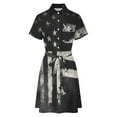 thumbnail image 5 of Vintage American Flag Black And White Womens Shirt Dresses Women'S Short Sleeve Dress Turn-Down Collar Dress A Line Casuall Dress Oversize(XS-6XL), 5 of 7