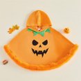 thumbnail image 3 of Halloween Hooded Poncho for Kids Fluffy Pumpkin Face Hooded Poncho (Orange), 3 of 7