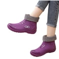 thumbnail image 5 of Taqqpue Women Rubber Boots Wide Calf Rain Boots Round-Toe Waterproof Fleece-Lined Warm Comfortable Short Rain Boots Mid Height Rain Shoes for Outdoor Gardening Work Walking, 5 of 10