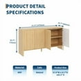 thumbnail image 4 of Juiluna 58inch Sideboard Buffets Cabinet, Large Wood Fluted Coffee Bar Cabinet Console Table with 4 Fluted Doors and Storage Adjustable Shelf for Living Room Kitchen Entryway, Natural Oak, 4 of 8