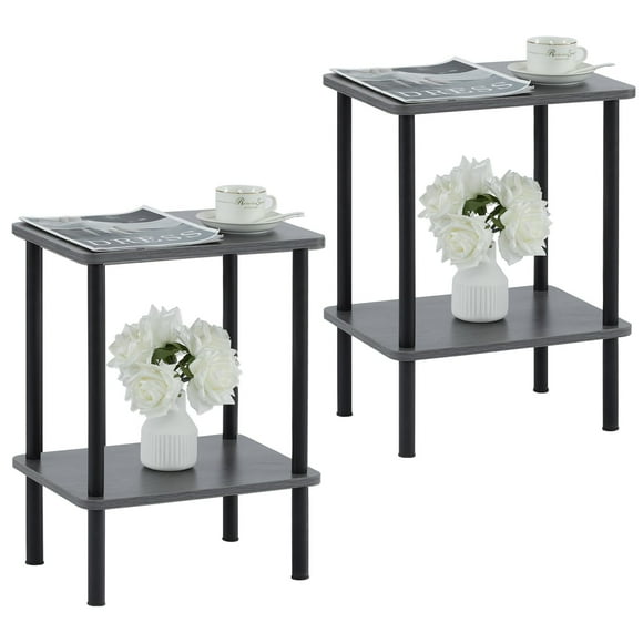 Set de mesa auxiliar Apicizon, 40 x 30 x 52 cm, color gris, 2 niveles