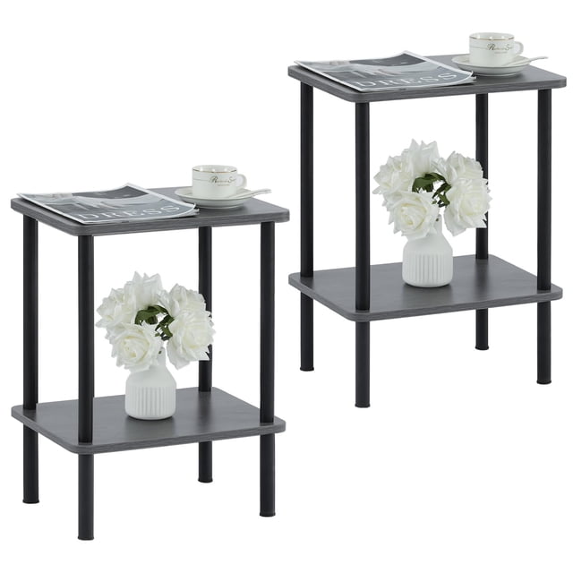 Set de mesa auxiliar Apicizon, 40 x 30 x 52 cm, color gris, 2 niveles