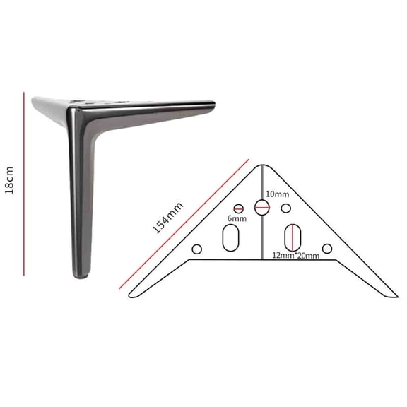 7 inch /18cm Shiny Silver Metal Furniture Legs Set of 1, Modern Style Furniture Legs, DIY Replacement for TV Stand, Sofa, Chair, Cabinet Cupboard