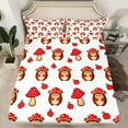 thumbnail image 2 of jejeloiu Wild Wild Hedgehog Twin Sheet Sets,Rustic Fungus Cartoon Mushroom Bedding For Girls Teens 3pcs, 2 of 7