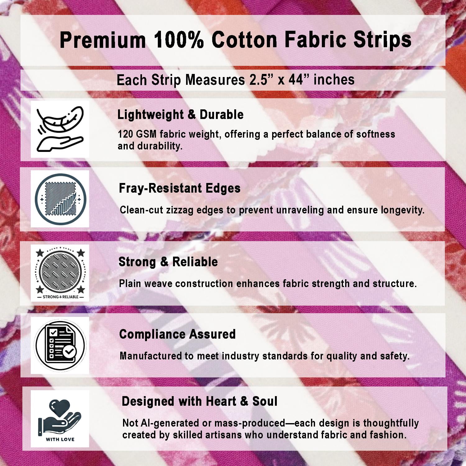 Soimoi Jelly Roll 40 Strip Assorted Bundle, Fabric Strips for Quilting, Crafting, and Sewing, 100% Cotton Fabric Jelly Roll Bundle For Scrapbooking, Precut Quilt Project, DIY Crafts- Batik Bloom