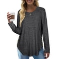 thumbnail image 4 of gakvbuo Plus Size Pullover Sweaters For Women Long Sleeve Sweatshirts Fall Tunic Tops Women Casual Long Sleeve Solid Shirts Lightweight Round Neck Button Down Tunic Tops, 4 of 8