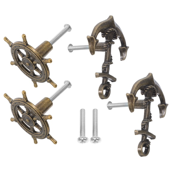 ELAYARD 4-Pack Vintage Ship Wheel and Anchor Cabinet Handles Decorative Drawer Pulls for Furniture and Kitchen Cabinets