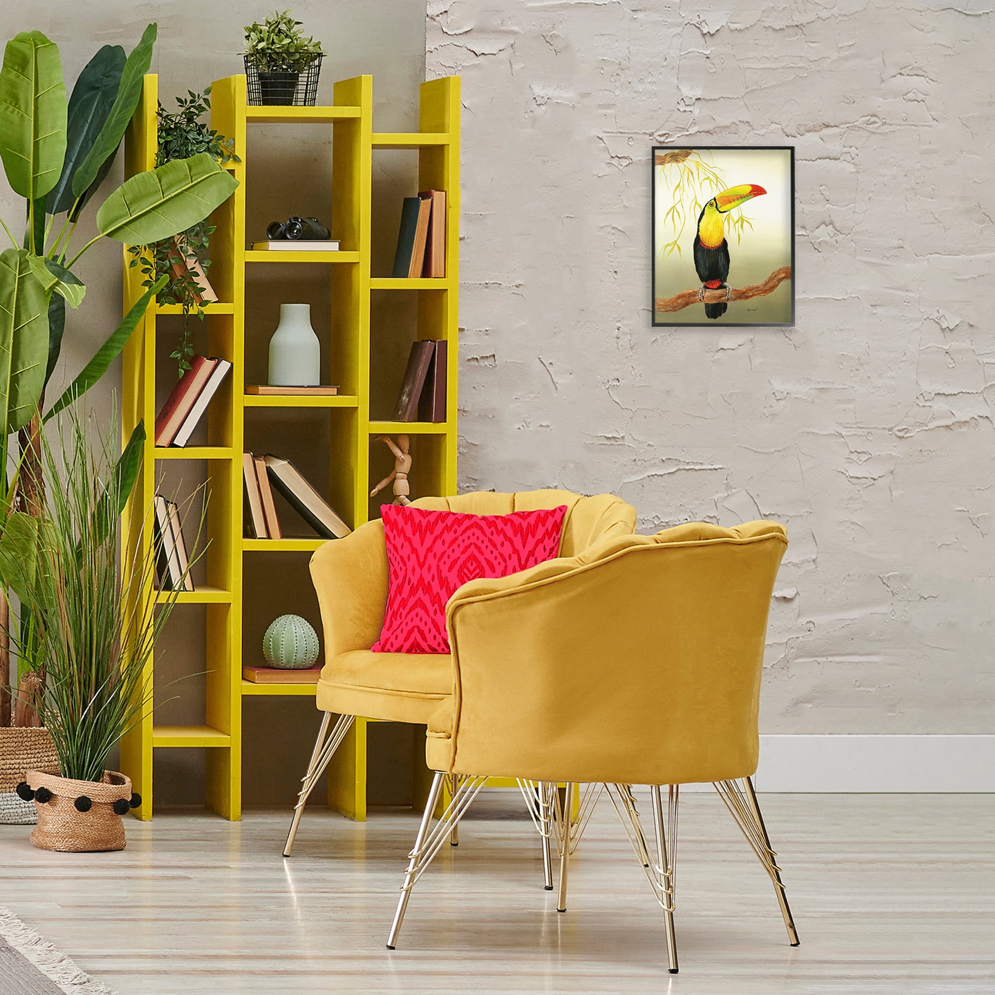 Stupell Industries One Toucan on Branch Animals & Insects Painting Black Framed Art Print Wall Art, 11 x 14