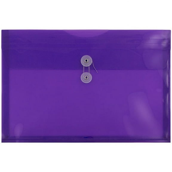 JAM Paper Plastic Envelopes with Button & String Tie Closure, Legal Booklet, 9 3/4 x 14 1/2, Purple, 3/Pack