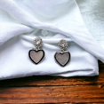 thumbnail image 4 of 925 Sterling Silver Floral Drop with Mother of pearl Heart Earrings Cubic Zirconia Delicate Earrings For Women Minimalist handmade Gift, 4 of 6